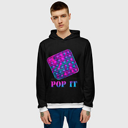 Толстовка-худи мужская НЕОНОВЫЙ POP it, цвет: 3D-белый — фото 2