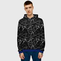 Толстовка-худи мужская Черно-белый геометрический, цвет: 3D-синий — фото 2