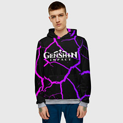 Толстовка-худи мужская НЕОНОВЫЕ ТРЕЩИНЫ ГЕНШИН, цвет: 3D-меланж — фото 2