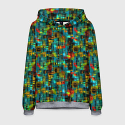 Толстовка-худи мужская Разноцветные штрихи на бирюзе, цвет: 3D-меланж