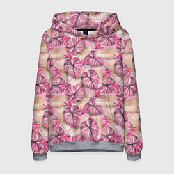 Толстовка-худи мужская Розовый тропический узор, цвет: 3D-меланж