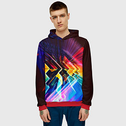 Толстовка-худи мужская Цифровая радуга, цвет: 3D-красный — фото 2