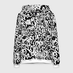 Толстовка-худи мужская Graffiti white on black, цвет: 3D-белый