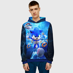 Толстовка-худи мужская SONIC СИНИЙ ЁЖ Z, цвет: 3D-синий — фото 2