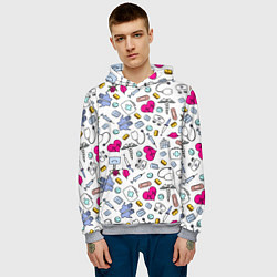 Толстовка-худи мужская Медицинский паттерн, цвет: 3D-меланж — фото 2