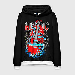 Толстовка-худи мужская ACDC гитара, цвет: 3D-белый