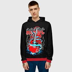 Толстовка-худи мужская ACDC гитара, цвет: 3D-красный — фото 2