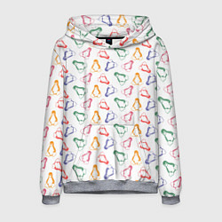 Толстовка-худи мужская Linux Ядро Пингвин, цвет: 3D-меланж