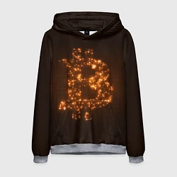 Толстовка-худи мужская СВЕТЯЩИЙСЯ BITCOIN, цвет: 3D-меланж