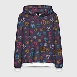 Толстовка-худи мужская Подарки, цвет: 3D-белый