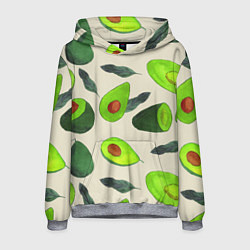 Толстовка-худи мужская Авокадо - фруктовый паттерн, цвет: 3D-меланж