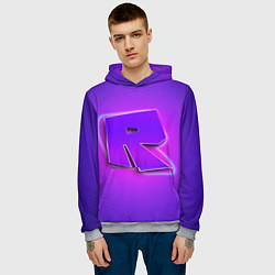 Толстовка-худи мужская ROBLOX NEON LOGO РОБЛОКС, цвет: 3D-меланж — фото 2