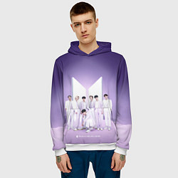 Толстовка-худи мужская BTS Purple, цвет: 3D-белый — фото 2