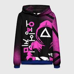 Толстовка-худи мужская Игра в кальмара красные костюмы, цвет: 3D-синий