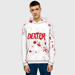 Толстовка-худи мужская Dexter logo Декстер брызги крови, цвет: 3D-белый — фото 2