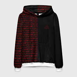 Толстовка-худи мужская ВАЛЬКНУТ РУНИЧЕСКИЙ АЛФАВИТ, цвет: 3D-белый