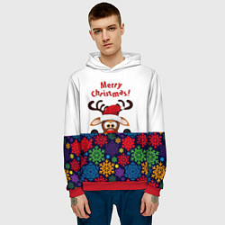 Толстовка-худи мужская Merry Christmas оленёнок, цвет: 3D-красный — фото 2