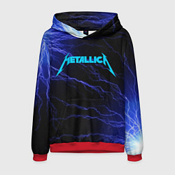 Толстовка-худи мужская METALLICA BLUE FLASH МЕТАЛЛИКА СИНИЕ МОЛНИИ, цвет: 3D-красный