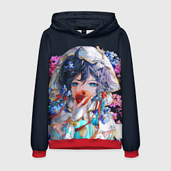 Толстовка-худи мужская Venti gi ест яблоко Genshin impact Геншин Импакт, цвет: 3D-красный