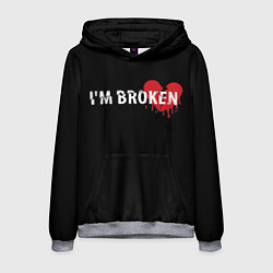 Толстовка-худи мужская Im broken с разбитым сердцем, цвет: 3D-меланж