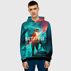 Толстовка-худи мужская Battlefield 2042 игровой арт, цвет: 3D-черный — фото 2