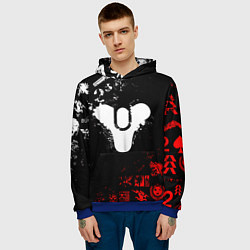 Толстовка-худи мужская DESTINY 2 RED & WHITE PATTERN LOGO, цвет: 3D-синий — фото 2