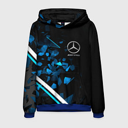 Толстовка-худи мужская Mercedes AMG Осколки стекла, цвет: 3D-синий