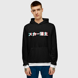 Толстовка-худи мужская SCARLXRD GLITCH LOGO, цвет: 3D-белый — фото 2