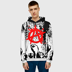 Толстовка-худи мужская АНАРХИЯ РЕВОЛЮЦИЯ,, цвет: 3D-белый — фото 2