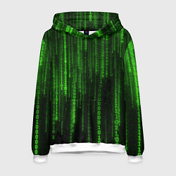 Толстовка-худи мужская Матрица двоичный код, цвет: 3D-белый