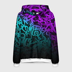 Толстовка-худи мужская НЕОНОВОЕ ГРАФФИТИ NEON, цвет: 3D-белый