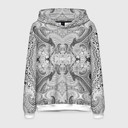 Толстовка-худи мужская Черно-белый абстрактный узор, цвет: 3D-белый