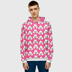 Толстовка-худи мужская Собака Пудель, цвет: 3D-белый — фото 2