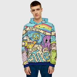 Толстовка-худи мужская All you need is The Beatles, цвет: 3D-синий — фото 2