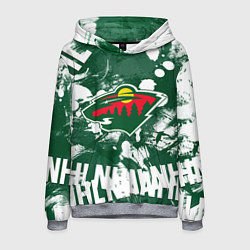 Толстовка-худи мужская Minnesota Wild, Миннесота Уайлд, цвет: 3D-меланж