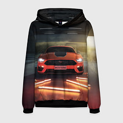 Толстовка-худи мужская Форд Мустанг, Ford Mustang, цвет: 3D-черный