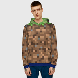 Толстовка-худи мужская ЗЕМЛЯ DIRT MINECRAFT, цвет: 3D-синий — фото 2