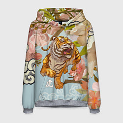 Толстовка-худи мужская Китайский тигр Символ 2022 года, цвет: 3D-меланж