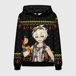 Толстовка-худи мужская БЕННЕТ НОВОГОДНИЙ, цвет: 3D-черный