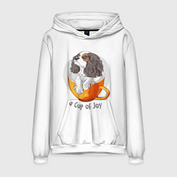 Толстовка-худи мужская Кавалер Кинг Чарльз Спаниель, цвет: 3D-белый