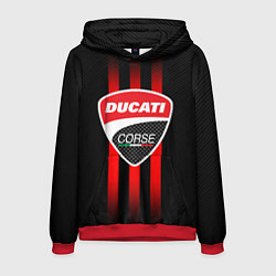 Толстовка-худи мужская DUCATI CARBON LOGO ITALY CONCERN, цвет: 3D-красный