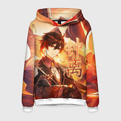 Толстовка-худи мужская Genshin Impact: Zhongli, цвет: 3D-белый