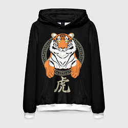 Толстовка-худи мужская Тигр в рамке, цвет: 3D-белый