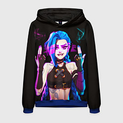 Толстовка-худи мужская Джинкс стреляет вверх Лига легенд Аркейн, цвет: 3D-синий