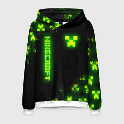 Толстовка-худи мужская MINECRAFT NEON LOGO CREEPER, цвет: 3D-белый