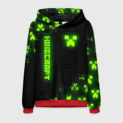 Толстовка-худи мужская MINECRAFT NEON LOGO CREEPER, цвет: 3D-красный