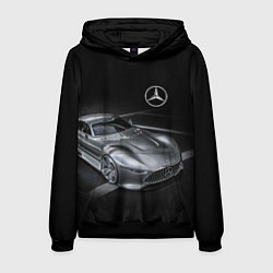 Толстовка-худи мужская Mercedes-Benz motorsport black, цвет: 3D-черный