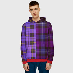 Толстовка-худи мужская Purple Checkered, цвет: 3D-красный — фото 2