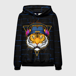 Толстовка-худи мужская Тигр в наушниках SWAG, цвет: 3D-черный