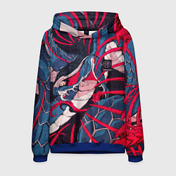 Толстовка-худи мужская Самурай Якудза, змей, скелет, цвет: 3D-синий